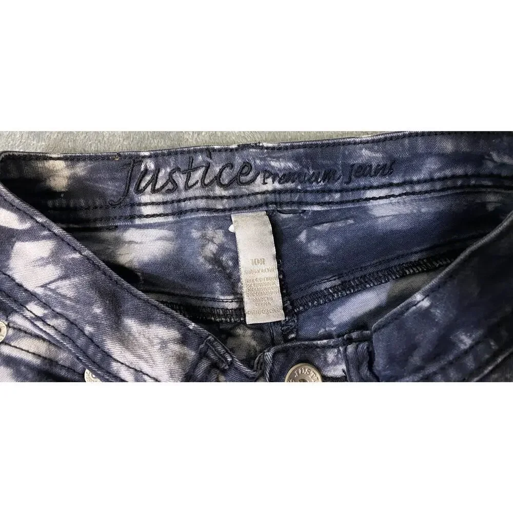 Justice Premium Jeans Girl’s Simply Low Tie Dye Gray Denim Skinny Jeans Size 10R